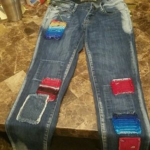 Free People  Artisan DE Luxe Patched jeans